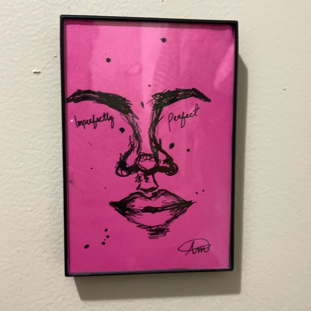 Hand drawn wall art with frame